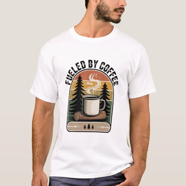 Camiseta Alimentado pelo Retro Camp de Café (Frente)