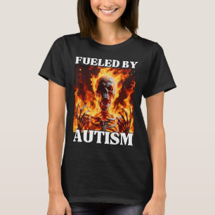 Camiseta Alimentado Por Autismo Engraçado Duro De Corda Esq