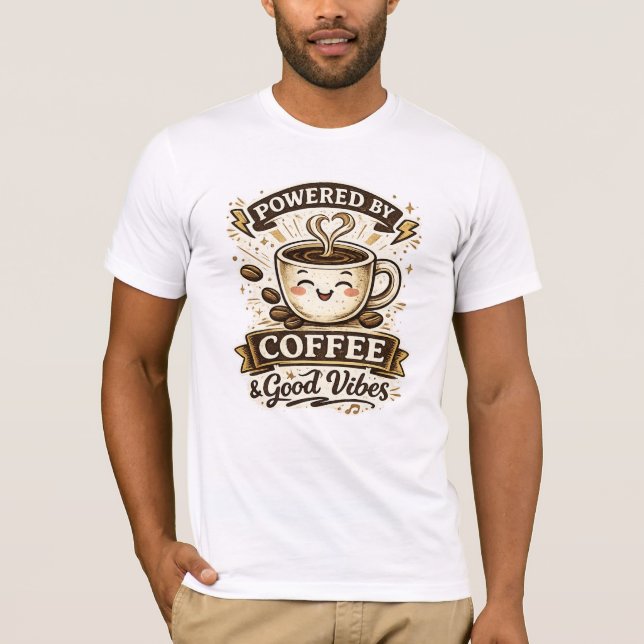 Camiseta Alimentado por Café (Frente)