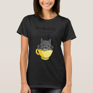 Camiseta Alimentado Por Café e Mistério de Gato Criminoso A