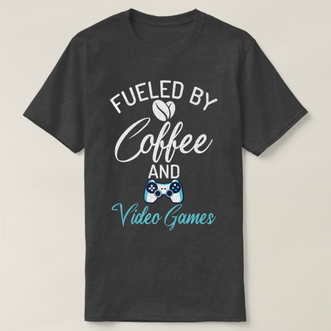 Camiseta Alimentado Por Café E Videos games Café Engraçado  (Frente do Design)