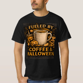 Camiseta Alimentado Por Café & Halloween Gráfico Divertido
