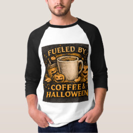 Camiseta Alimentado Por Café & Halloween Gráfico Divertido