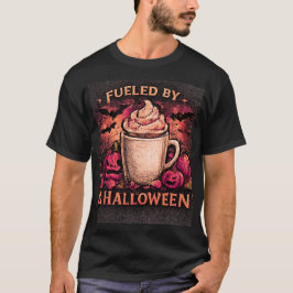 Camiseta Alimentado Por Café & Halloween Gráfico Divertido