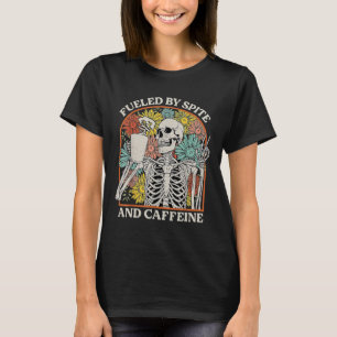 Camiseta Alimentado Por Calção E Caffeine Skeleton Hallowee