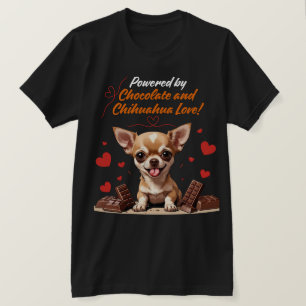 Camiseta Alimentado por Chocolate e Amor de Chihuahua
