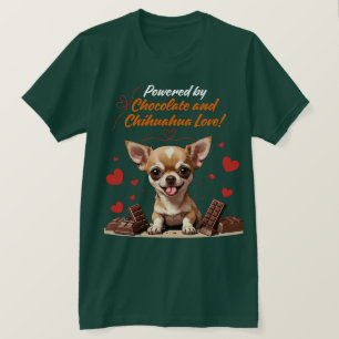 Camiseta Alimentado por Chocolate e Amor de Chihuahua