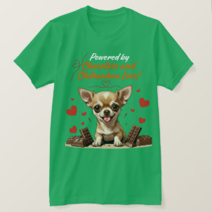 Camiseta Alimentado por Chocolate e Amor de Chihuahua