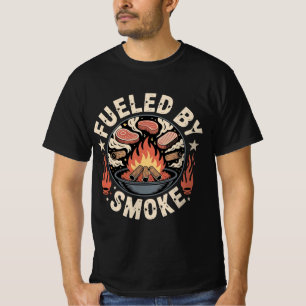 Camiseta Alimentado por CHURRASCO de fumaça Grungy Firepit