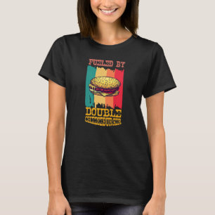 Camiseta Alimentado Por Double Cheeseburger Retro Vintage F