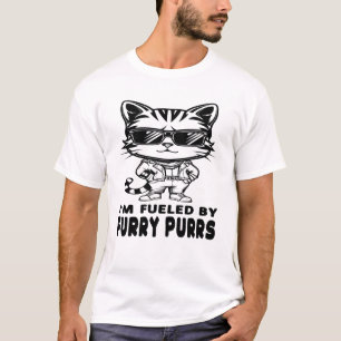 Camiseta Alimentado Por Furry Purrs Cat Minimalista