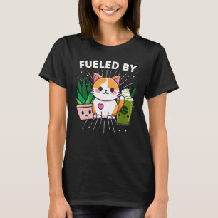 Camiseta Alimentado Por Gatos Plantas Chá Verde De Matcha G