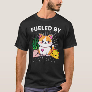 Camiseta Alimentado Por Gatos Plantas Tacos Engraçado