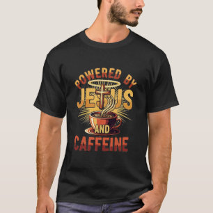 Camiseta Alimentado por Jesus e Cafeína Divertida Fé & Café