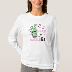 Camiseta Alimentado Por K-Pop E Bble Tea Kawaii Boba Tea