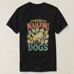 Camiseta Alimentado por Mahjong e Cães Watercolor Labrador