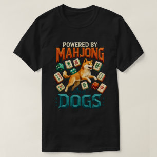 Camiseta Alimentado por Mahjong e Dogs Shiba Inu Geométrico