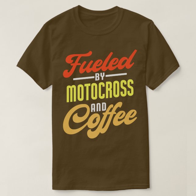 Camiseta Alimentado Por Motocross E Café Engraçado Motocros (Frente do Design)