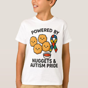 Camiseta Alimentado Por Nuggets De Frango E Orgulho Do Auti