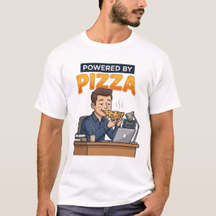 Camiseta Alimentado por Pizza - Programador Divertido & Gam