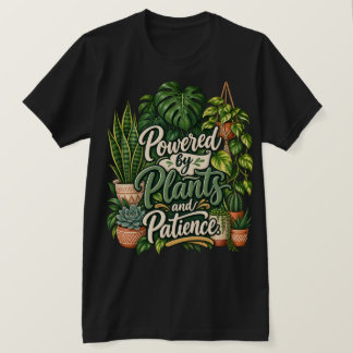 Camiseta Alimentado por Plantas e Paciência