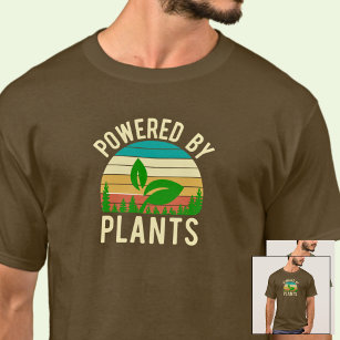 Camiseta Alimentado Por Plantas Engraçadas Vegan Vintage Su