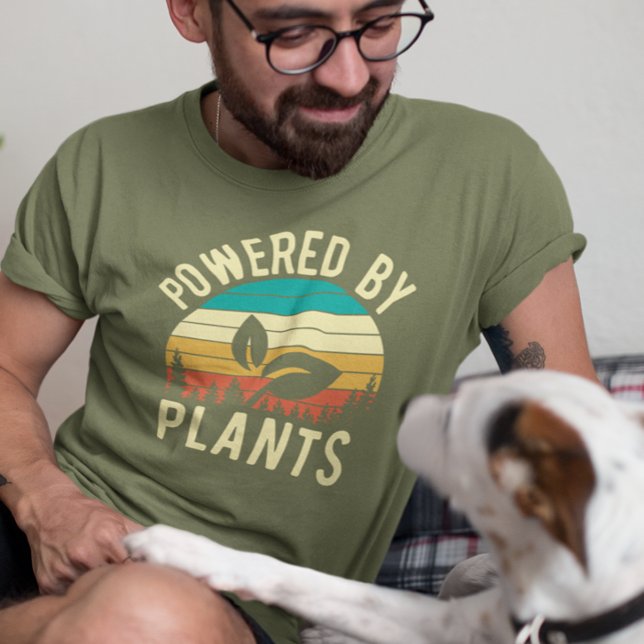 Camiseta Alimentado por Plantas Vegan Vegetarian Retro (Criador carregado)