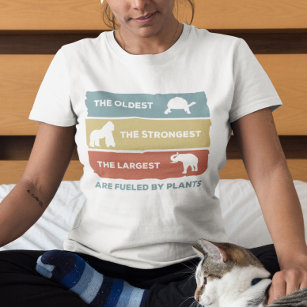 Camiseta Alimentado por Plantas Vegan Vegetarian Retro T-Sh
