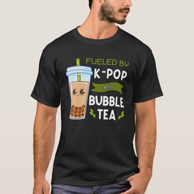 Camiseta Alimentado Por Pop K E Bolha Chá Boba Tapioca (Frente)