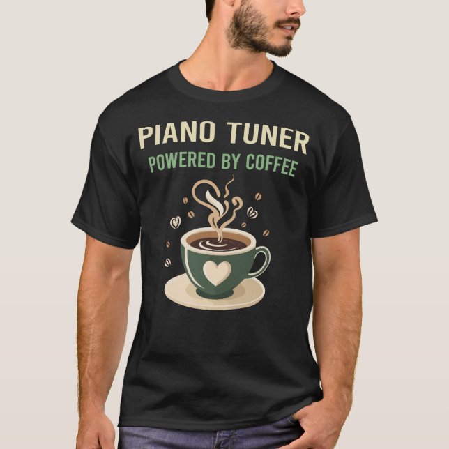 Camiseta Alimentado Por Sintonizador De Piano Café (Frente)