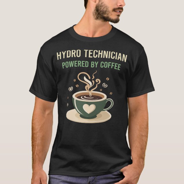 Camiseta Alimentado Por Tecnologia Hidrográfica De Café (Frente)