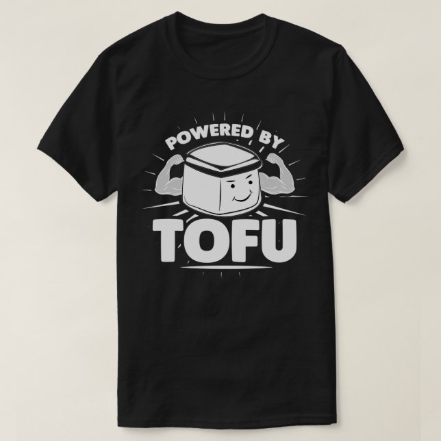 Camiseta Alimentado Por Tofu — Vegetariano De Soja Sustentá (Frente do Design)