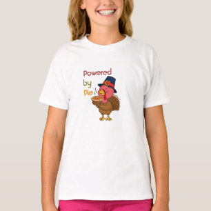 Camiseta Alimentado por Torta Tipografia Fofa de Ação de