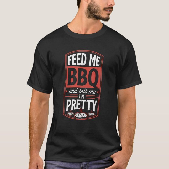 Camiseta Alimente-me CHURRASCO e diga-me que sou Bonito Gri (Frente)