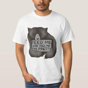 Camiseta Alimente-me e diga-me im t-shirt engraçado bonito