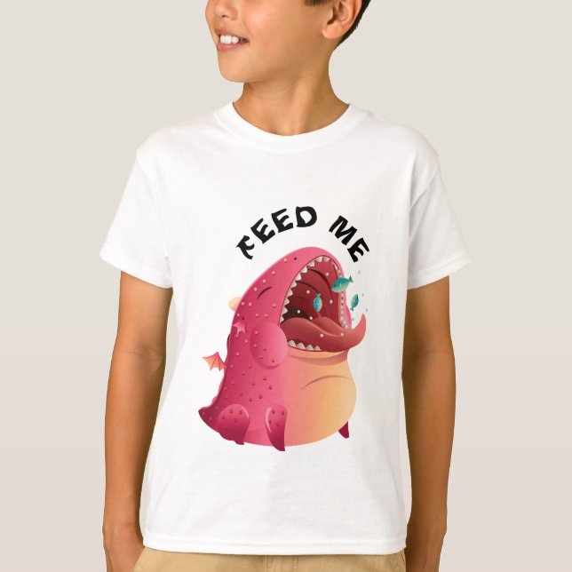 Camiseta Alimente-me um Dragão Engraçado (Frente)