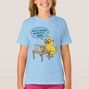Camiseta Alimente-o ao Pato Citação Divertida de Programa
