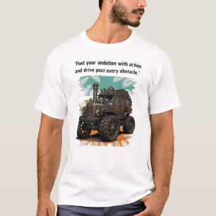 Camiseta "Alimente Sua Ambição" Veículo Vintage Steampunk