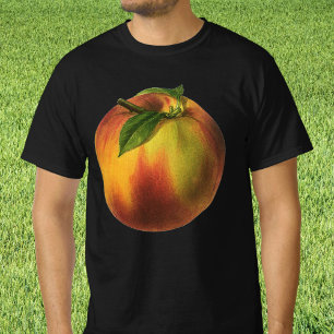 Camiseta Alimento Antigo Fruta, Pêssego Orgânico Maduro com