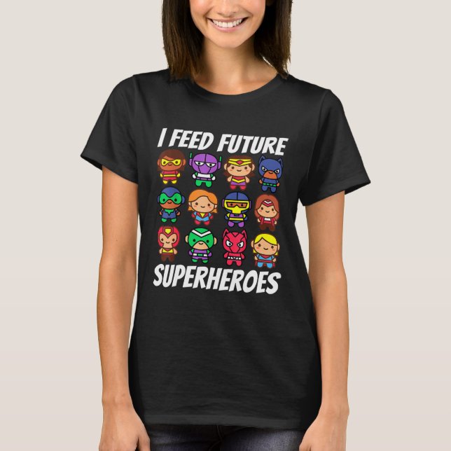 Camiseta Alimento o Futuro Super Heróis da Escola Almoçando (Frente)