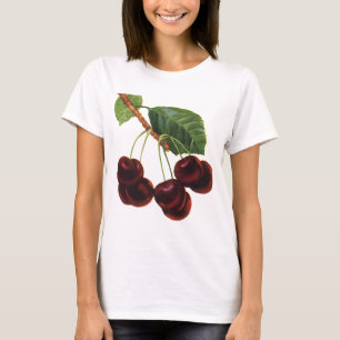 Camiseta Alimentos de Frutas Vintage, Cerejas Maduras de um