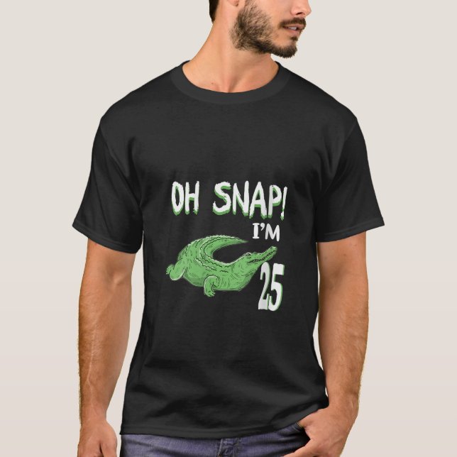 Camiseta Alinhador de Répteis Crocodilo de 25 Birthday 25 a (Frente)