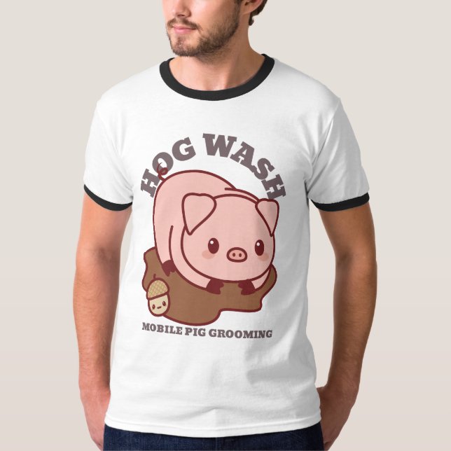 Camiseta Alinhamento de Porcos Portáteis com Lavagem de Cão (Frente)