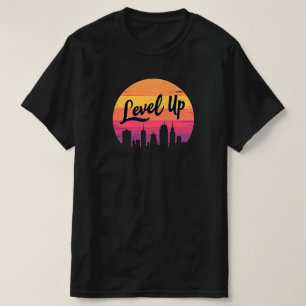 CAMISETA ALINHAR SUNSET DE RETRO DE LINHA SKYLINE DA CIDADE