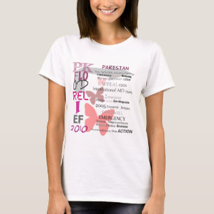 Camiseta Alivio da inundação de Paquistão - rosa & branc