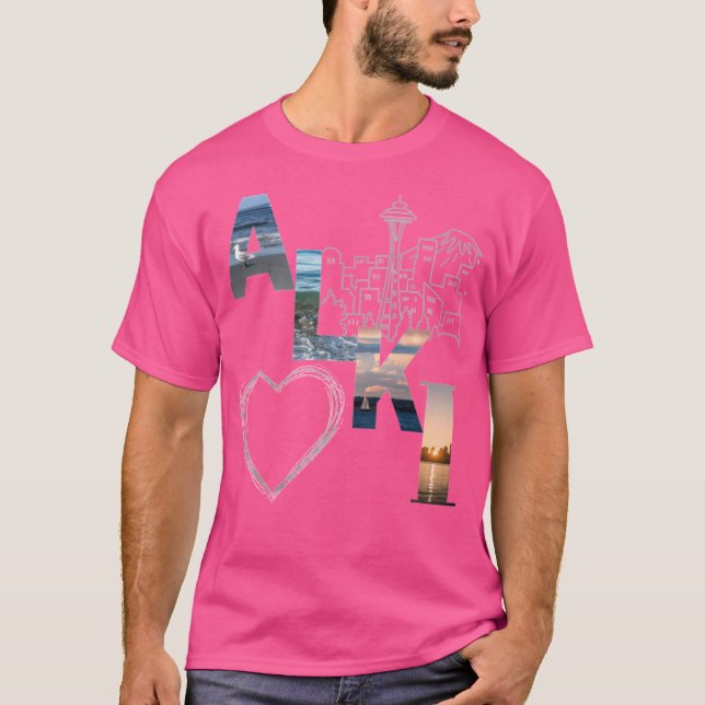 Camiseta Alki Beach Seattle Skyline Design (Frente)