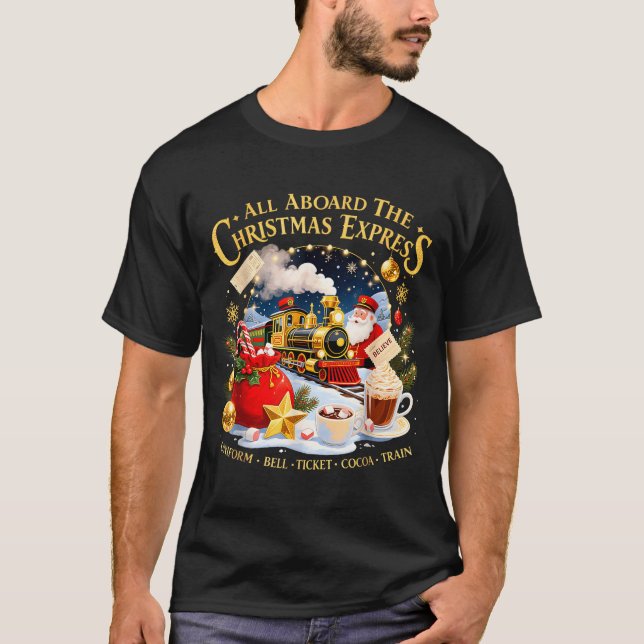 Camiseta All Aboard The Christmas Express Train Santa Holid (Frente)