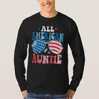 Camiseta All American Auntie Sunglasses 4th of July Family 
