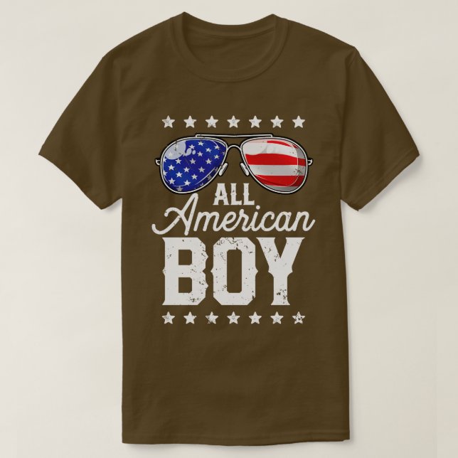 Camiseta All American Boy 4 de julho T Boys Sunglasse (Frente do Design)