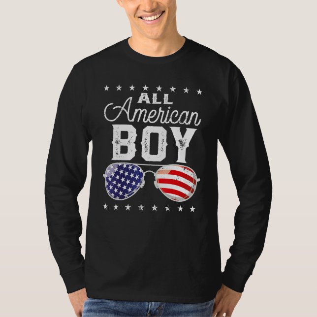 Camiseta All American Boy 4th Of July USA Sunglasses Family (Frente)